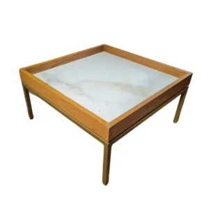 Mesas Para Centro Dorada y Marmolina Cuadrada