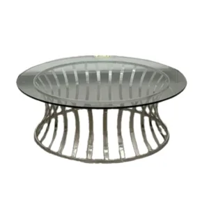 Mesas Redondas Cromadas Y Vidrio De 36 Pulgadas