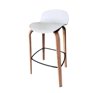 Sillas De Respaldar Bajo Blanca Con Patas De Madera